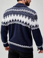 Herren cardigan mit geometrischem muster