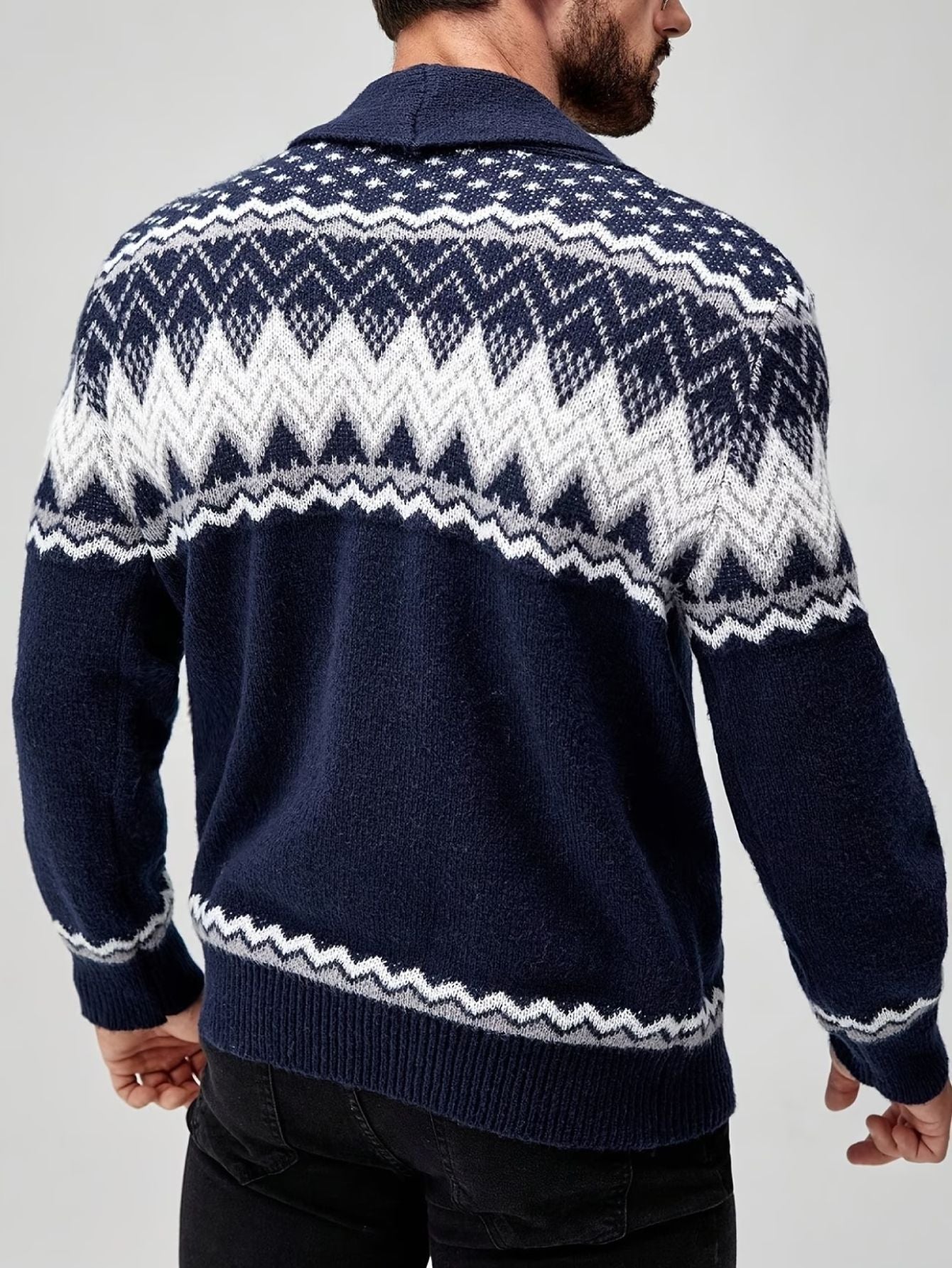 Herren cardigan mit geometrischem muster