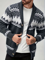 Herren cardigan mit geometrischem muster