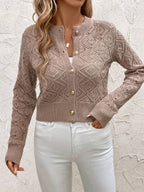Damen geometrische Strickjacke mit Knöpfen
