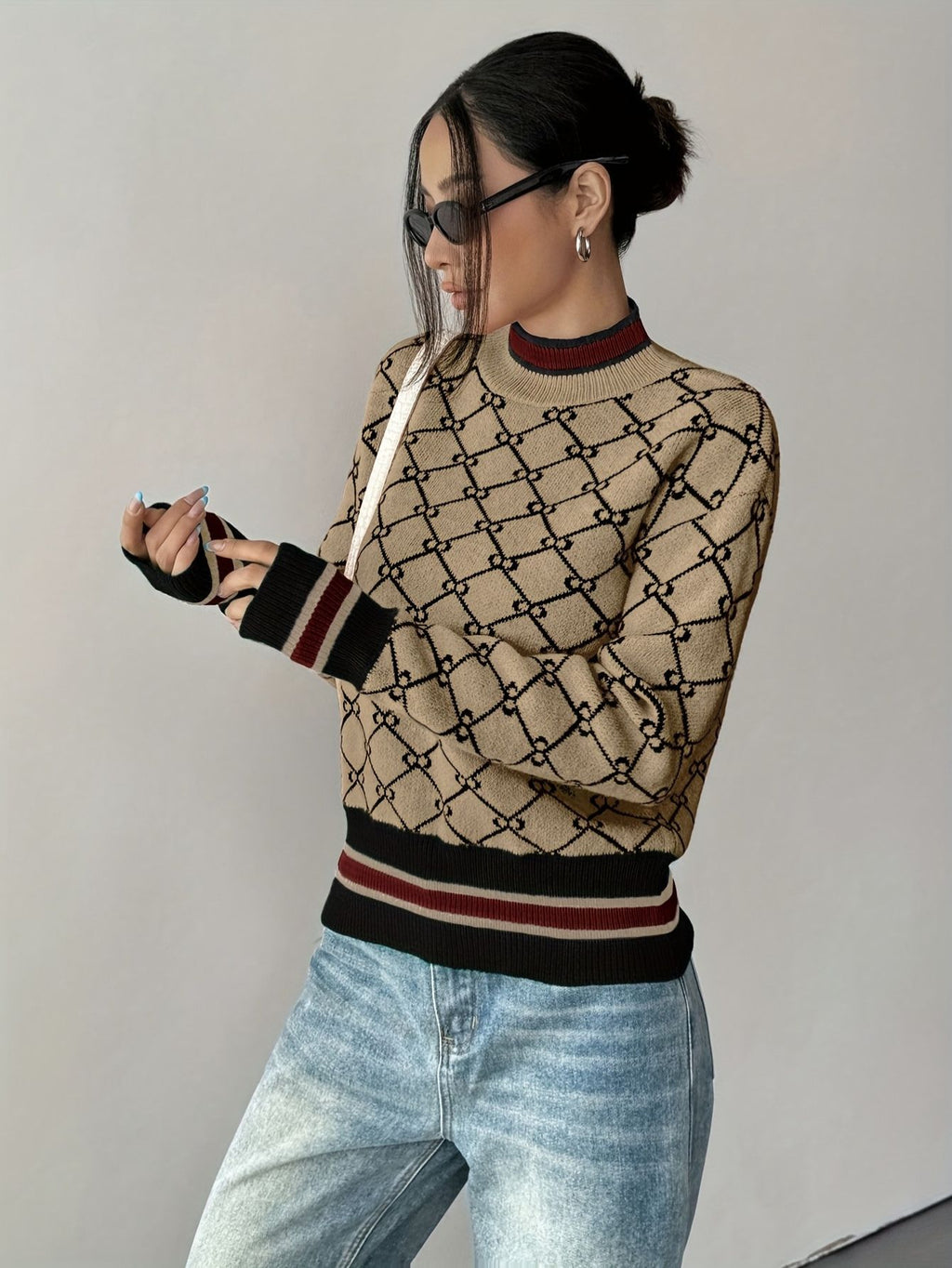 Damen Pullover mit geometrischem muster