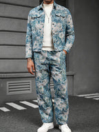 Herren jacken hosen set mit floralem muster
