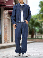 Herren gestreiftes jacken hosen set