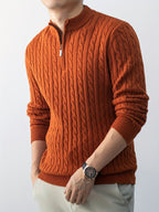 Herren kabelstrick pullover mit reißverschluss