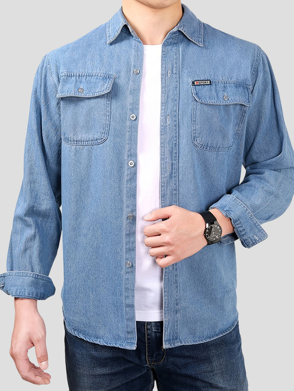 Herren lockeres langarm overshirt