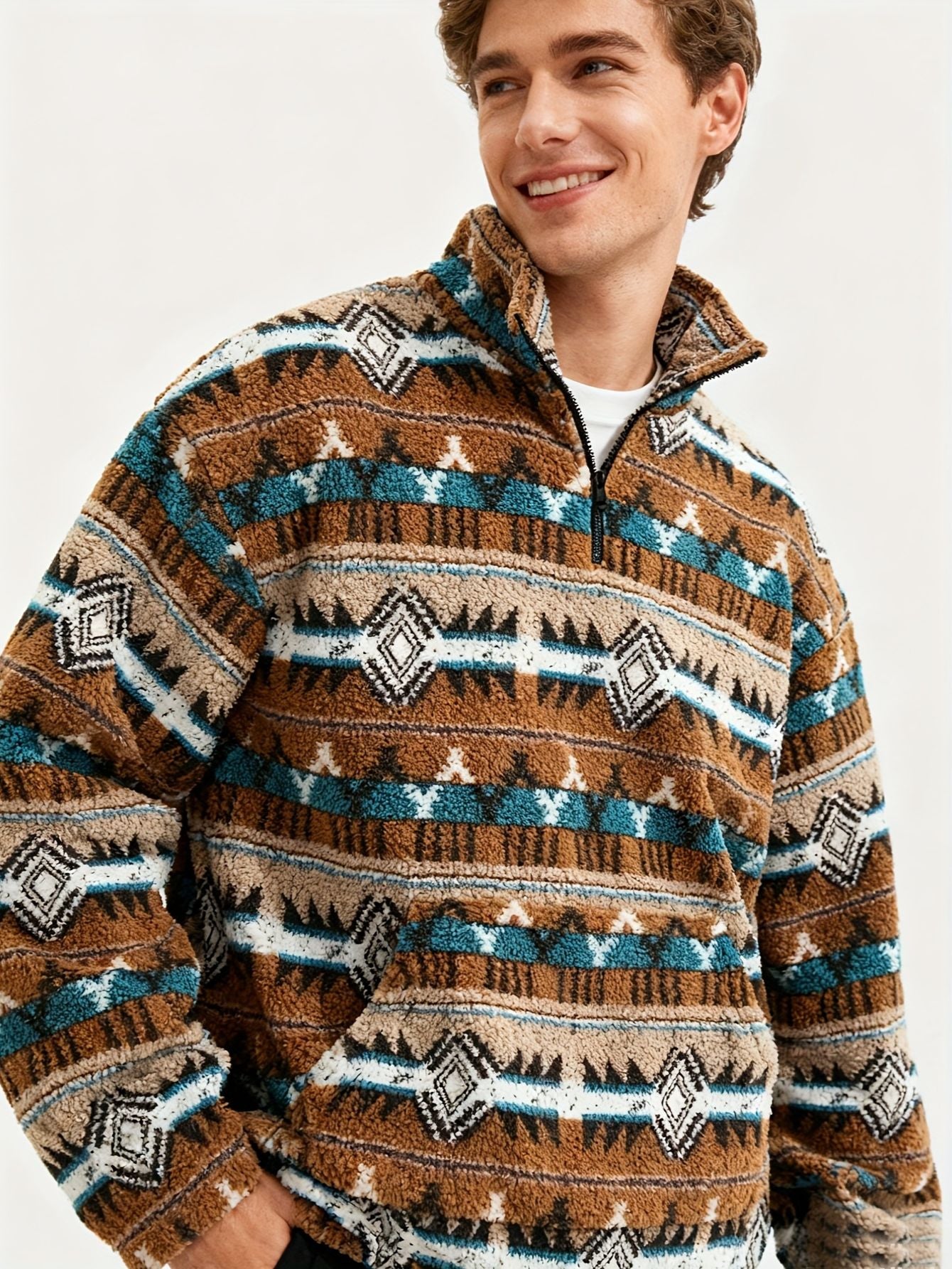 Herren gemusterter half-zip pullover