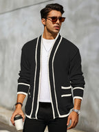 Herren cardigan mit kontrastbesatz